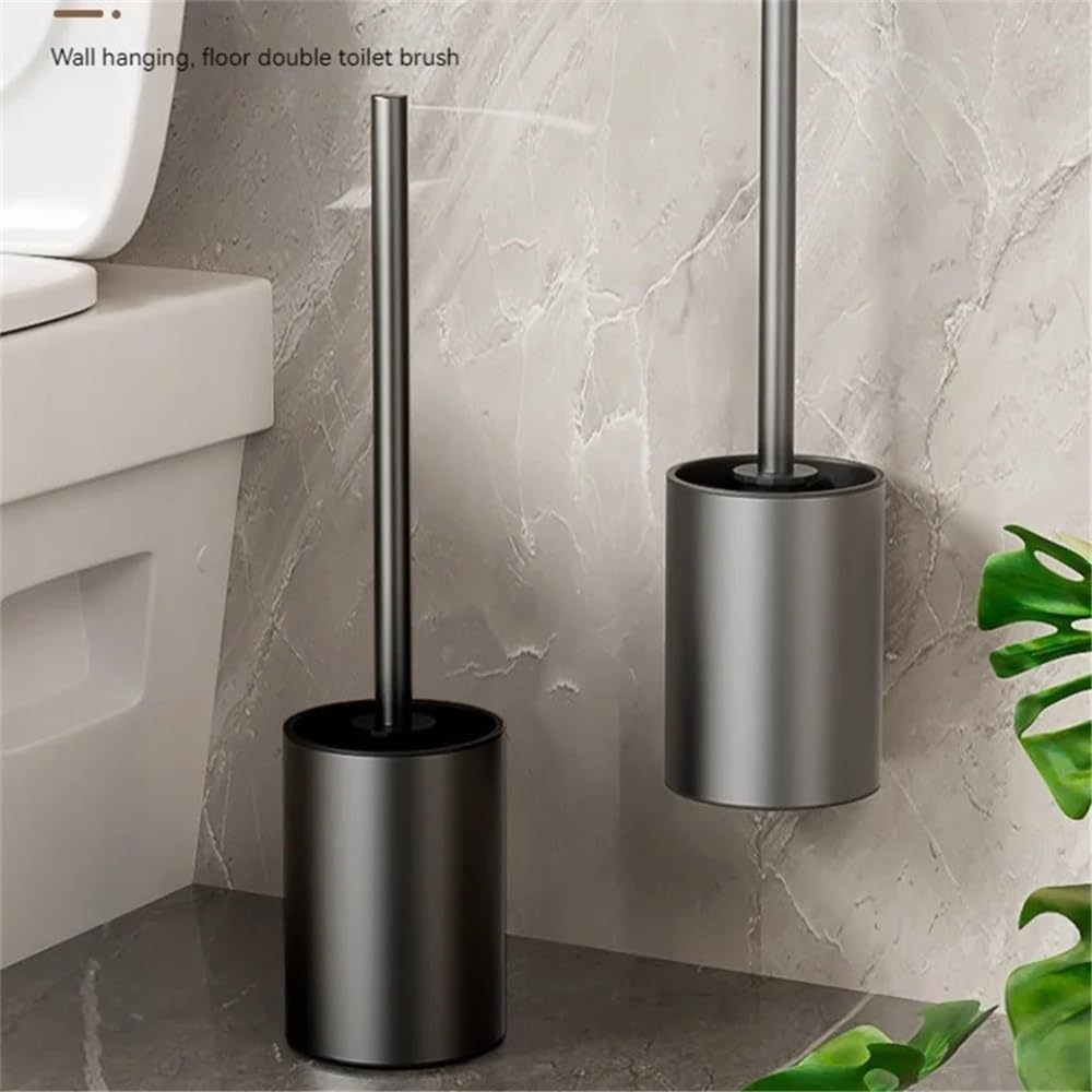 Szczotka WC i Uchwyt Szczotka toaletowa do łazienki, plastikowa głowica szczotki, ścienny aluminiowy uchwyt na szczotkę toaletową Szczotka do głębokiego czyszczenia