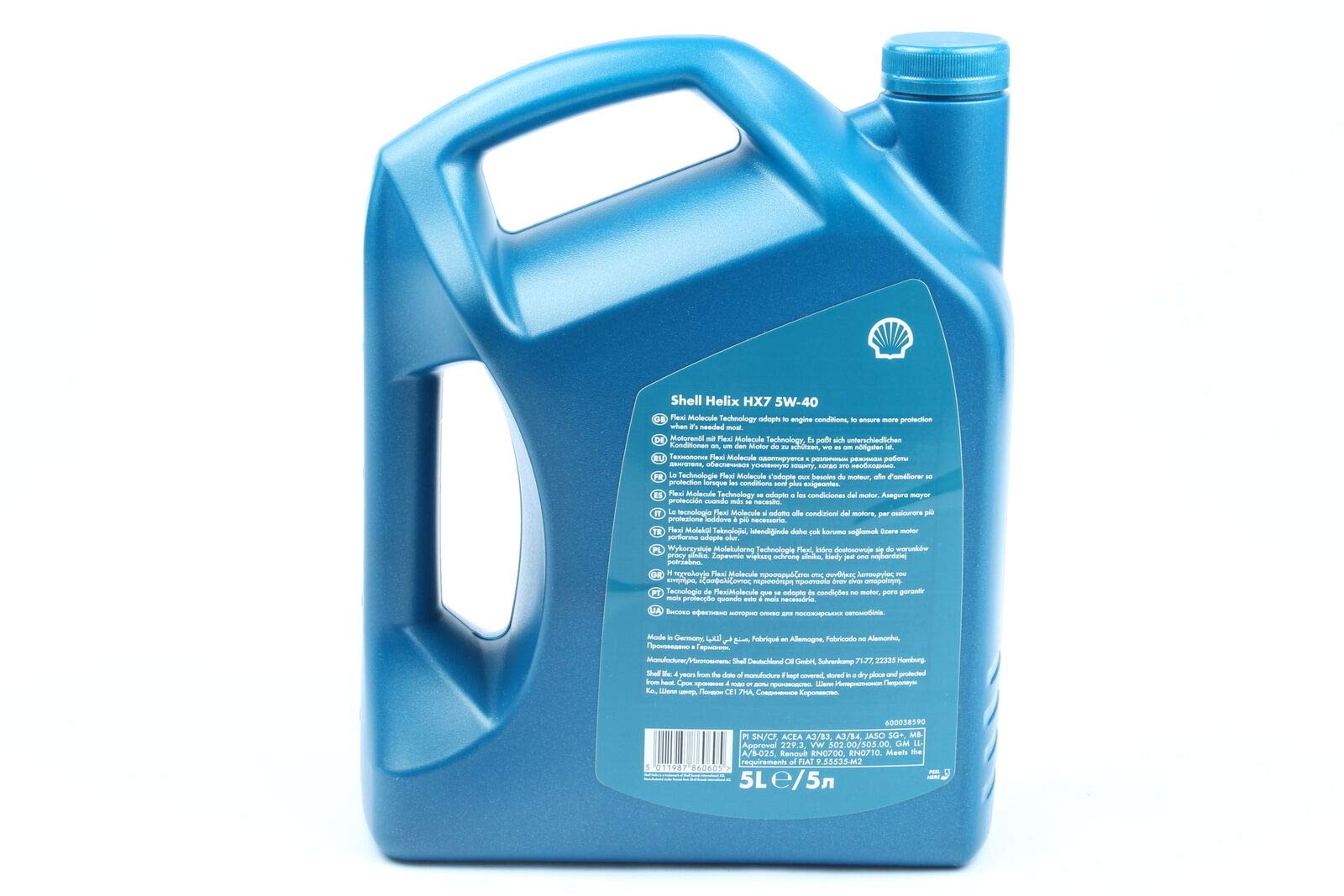 Shell Helix HX7 5W-40 Motoröl 5 Liter - Synthetisch Für Benzin & Diesel