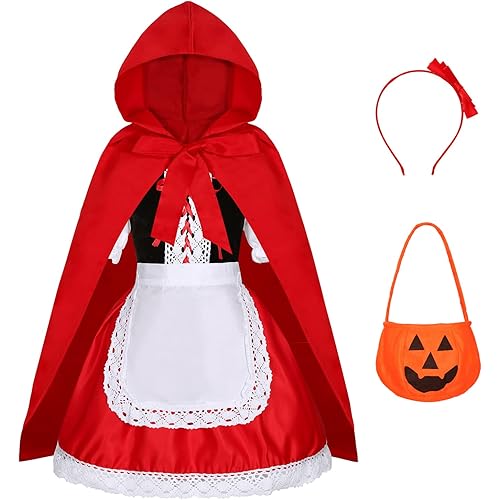Little Red Riding Hood Costume Dress for Girls Kids Halloween Costumes Fairytale Storybook Character Cosplay