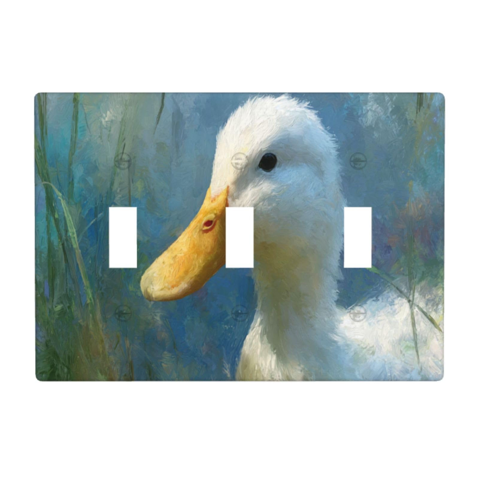 Woshuwo White Impressionistic Duck Light Switch Covers 3 Gang Triple Toggle Wall Plate Switchplate Electrical Faceplate For Bathroom Kitchen Bedroom Decor