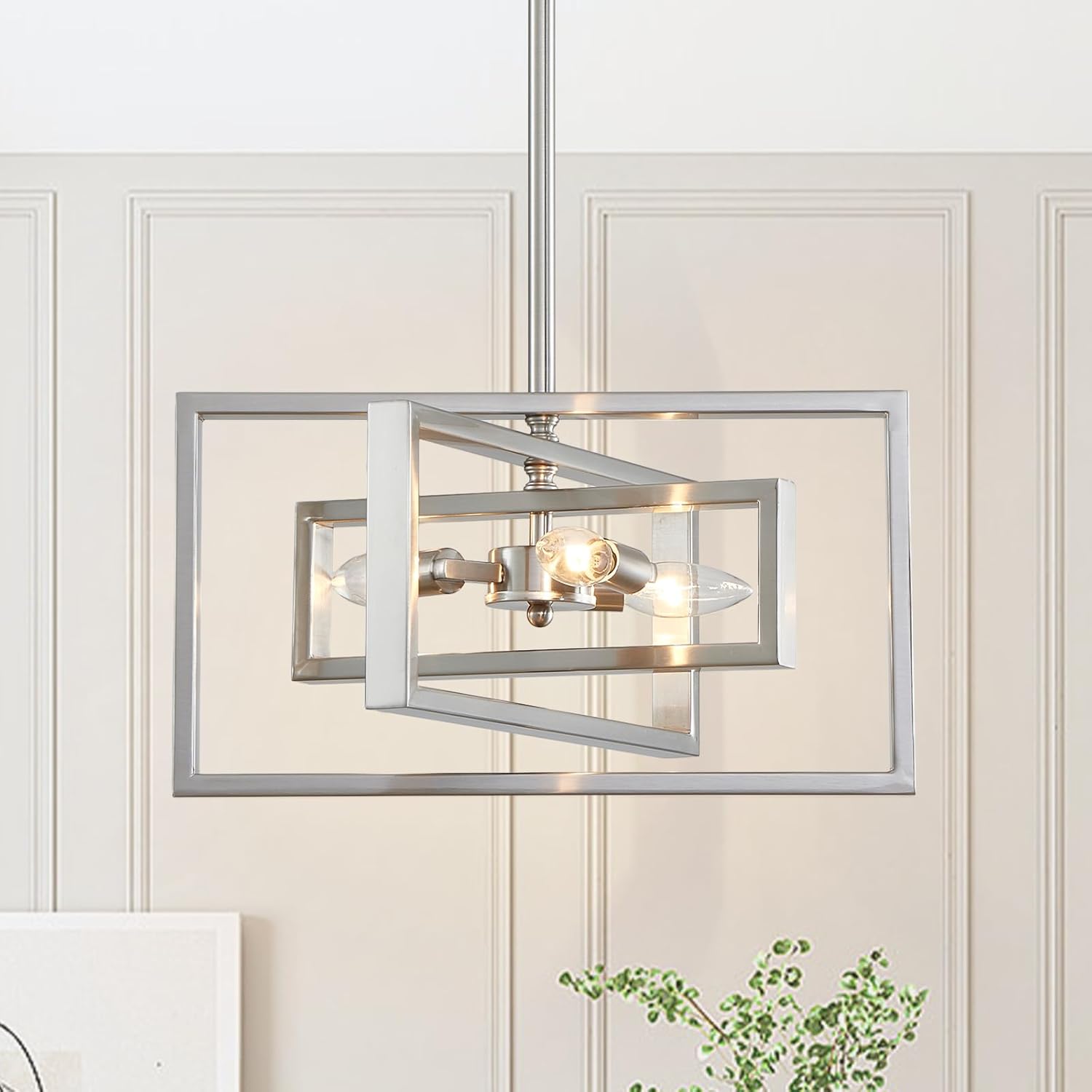 Modern Brushed Nickel Ceiling Light Fixture Modern 3 Lights Semi Flush Mount Ceiling Lights for Dining Room Bedroom Living Room Kitchen Entry Foyer