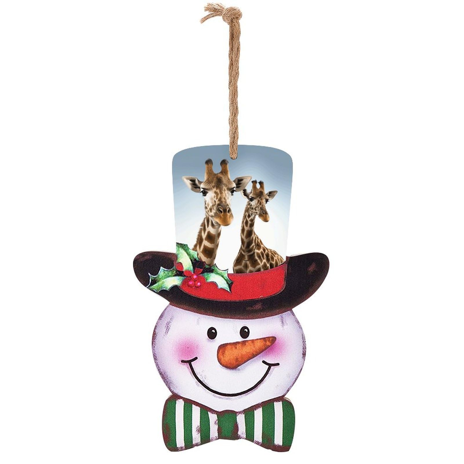 Plaque en bois bonhomme de neige déco de Noël chaleureuse pour salon et terrasse