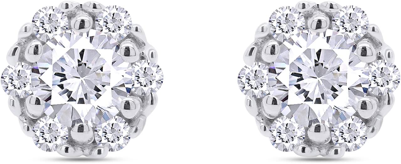 SAVEARTH DIAMONDS Certified Moissanite Stud Earrings for Women Men D color VVS 1ct Brilliant Round Cut Moissanite Earrings Lab Created Diamond Earring Studs 14k Gold Over Sterling Silver Friction Back