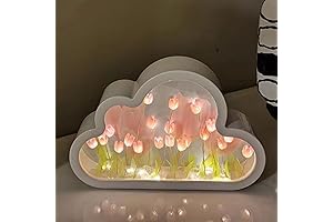 Cloud Tulip Mirror Night Light : Aesthetic Spring Room Decor