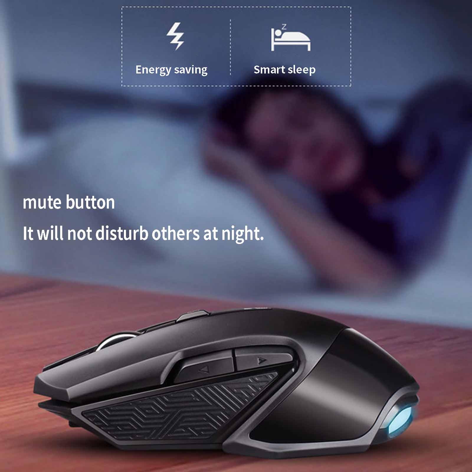 Mysz Mysz bezprzewodowa Mysz komputerowa do laptopa Mysz USB do gier Myszy ergonomiczne z możliwością ładowania 4-kierunkowe przewijanie Lekka, przenośna, bezdźwięczna mysz optyczna 2,4 GHz(Grijs)