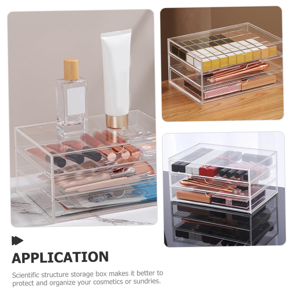 Mikikit Organizer da Scrivania Trasparenti Design Strati Contenitore per Cosmetici e Articoli Vari Resistente e Pratico