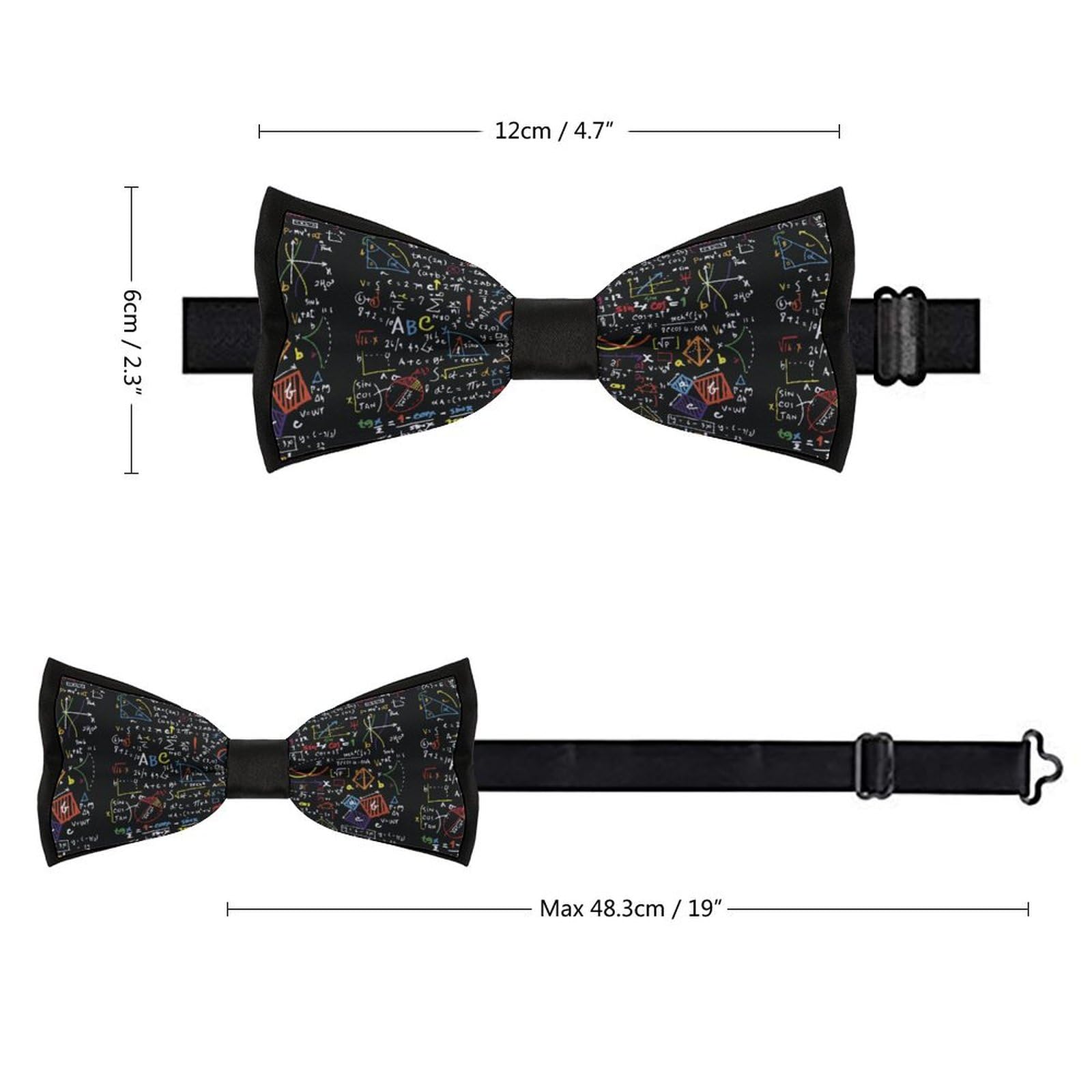 GoasNei Handwritten Math Formulas Pattern Bow Tie for Men Adjustable Necktie Funny Tie Neck Ties for Weddings Party