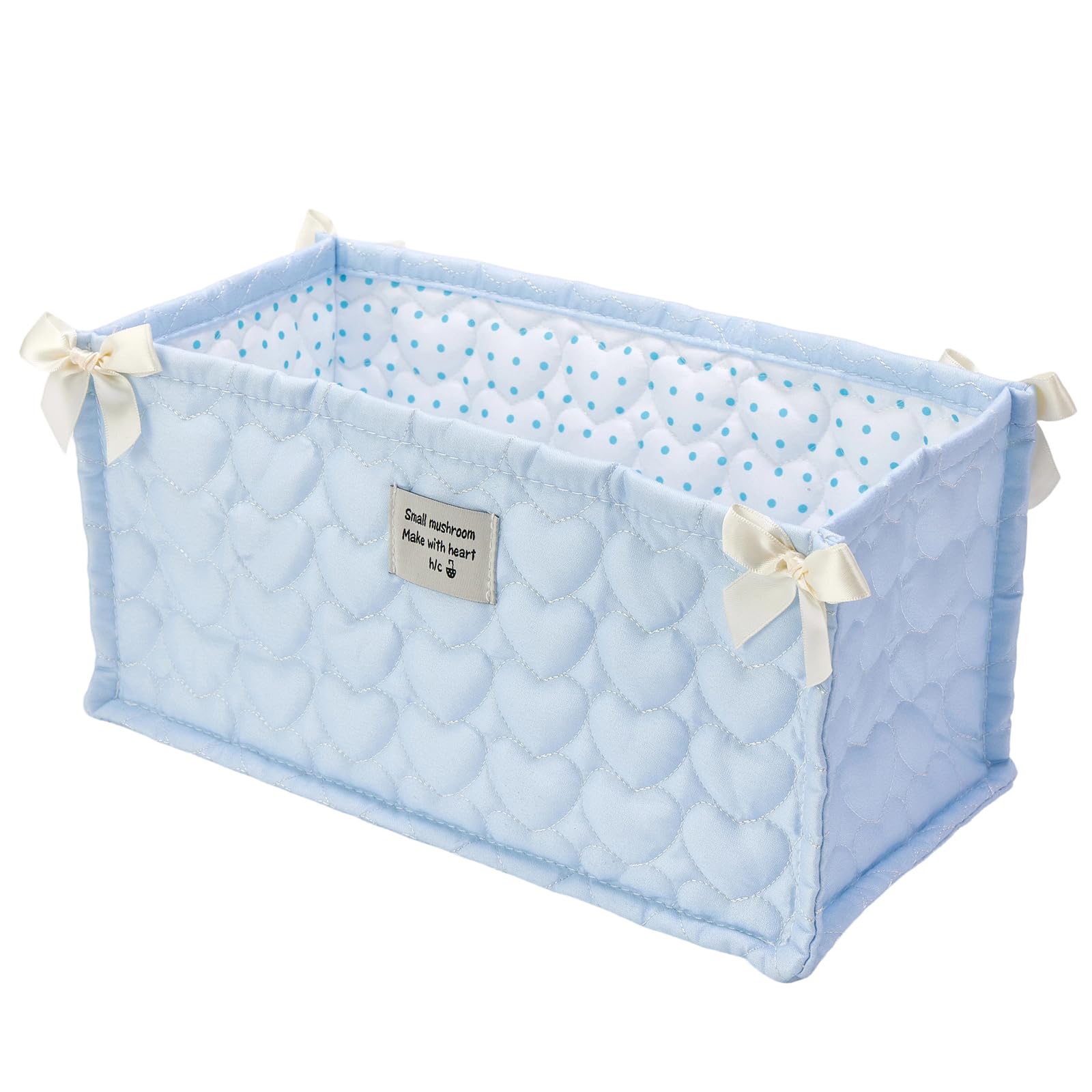 ESSECMBS Cute Indoor Storage Basket Decorative Plaid Basket Organizer with Bows for Towels, Desktop Items, Office Stationary (B--Blue, 30cm*15cm*15cm/11.81''*5.91''*5.91'')