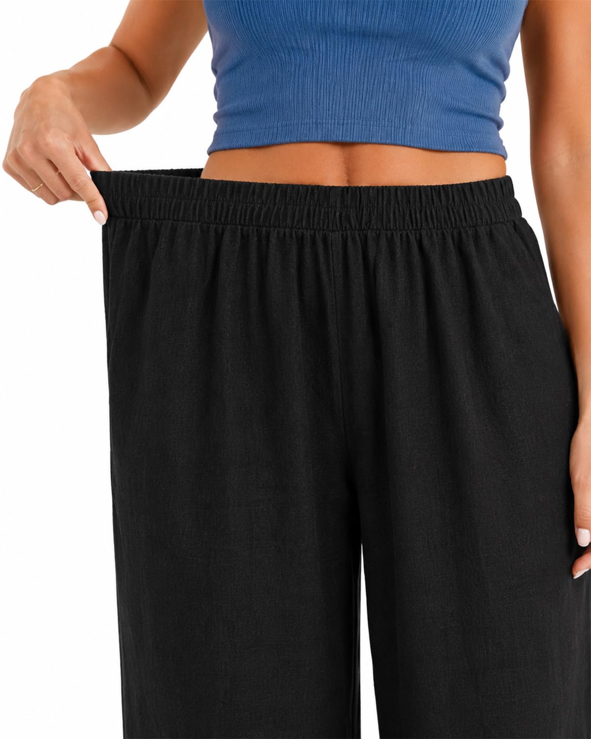 Zylioo Leinenhose Damen Extra Lang Hose Lang Bein Casual Stoffhose Trouser | Baggy Sommerhose Freizeithose Urlaub Alltag
