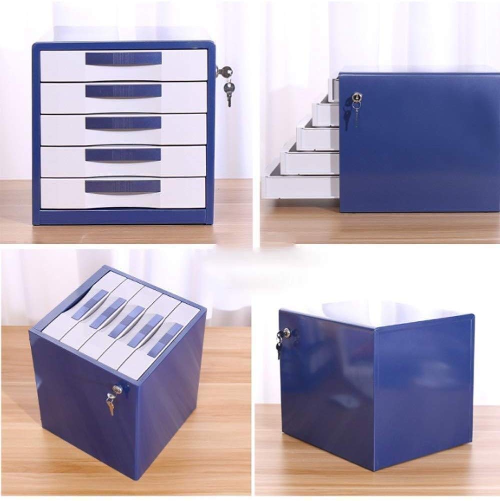Scaffale per Documenti, Scaffale per Archivio Scaffale per Archivio Piatto, Scaffale per Cartelle 5 Cassetti Innovazione Design Affascinante Blu, Armadietto per File Manager da Ufficio Blocco Ma