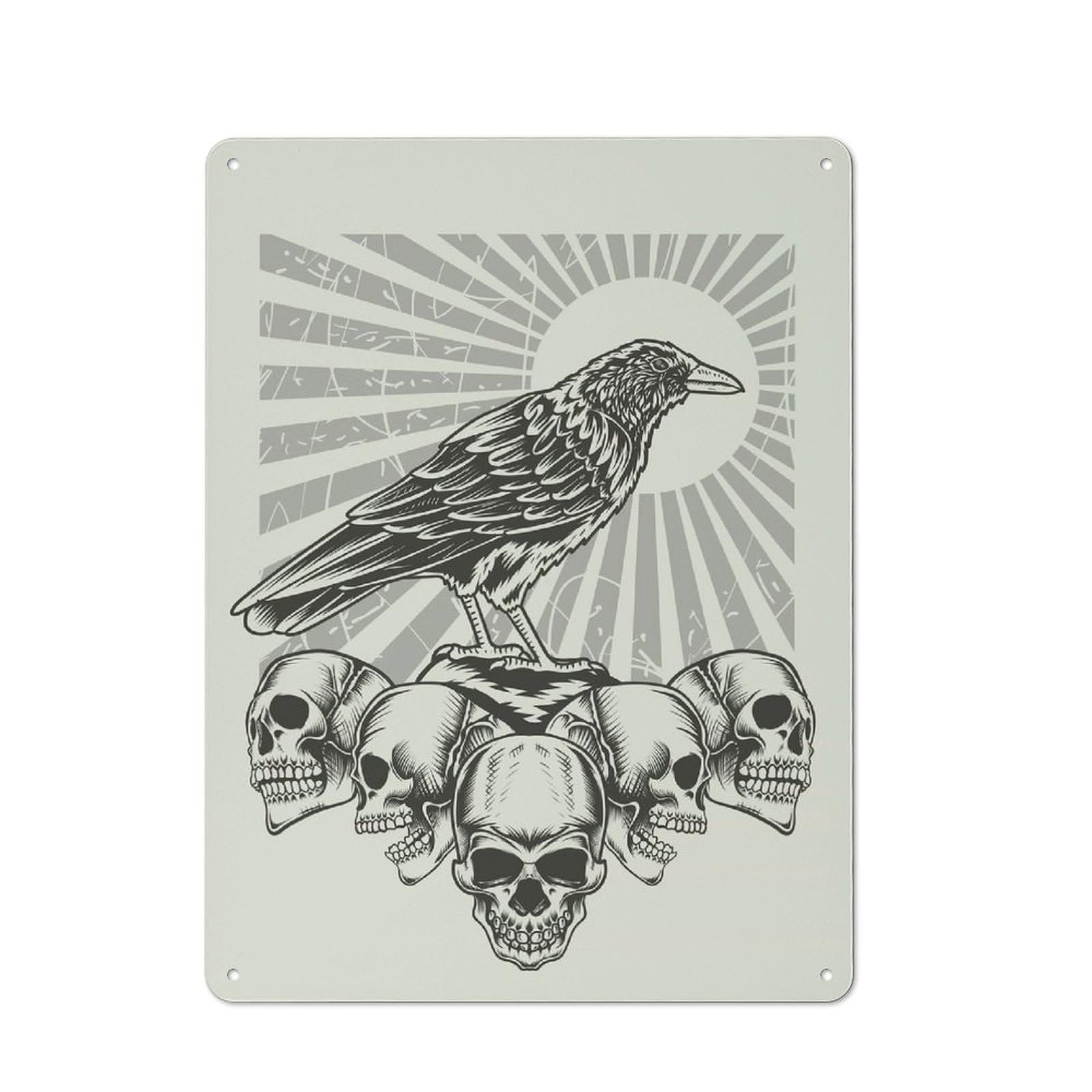 Junmoney Crow With Skull Head 40X30cm Retro-Style Tin Sign With For Café Or Restaurant, Winter Wall Decor For Hospitality Interior Collectors