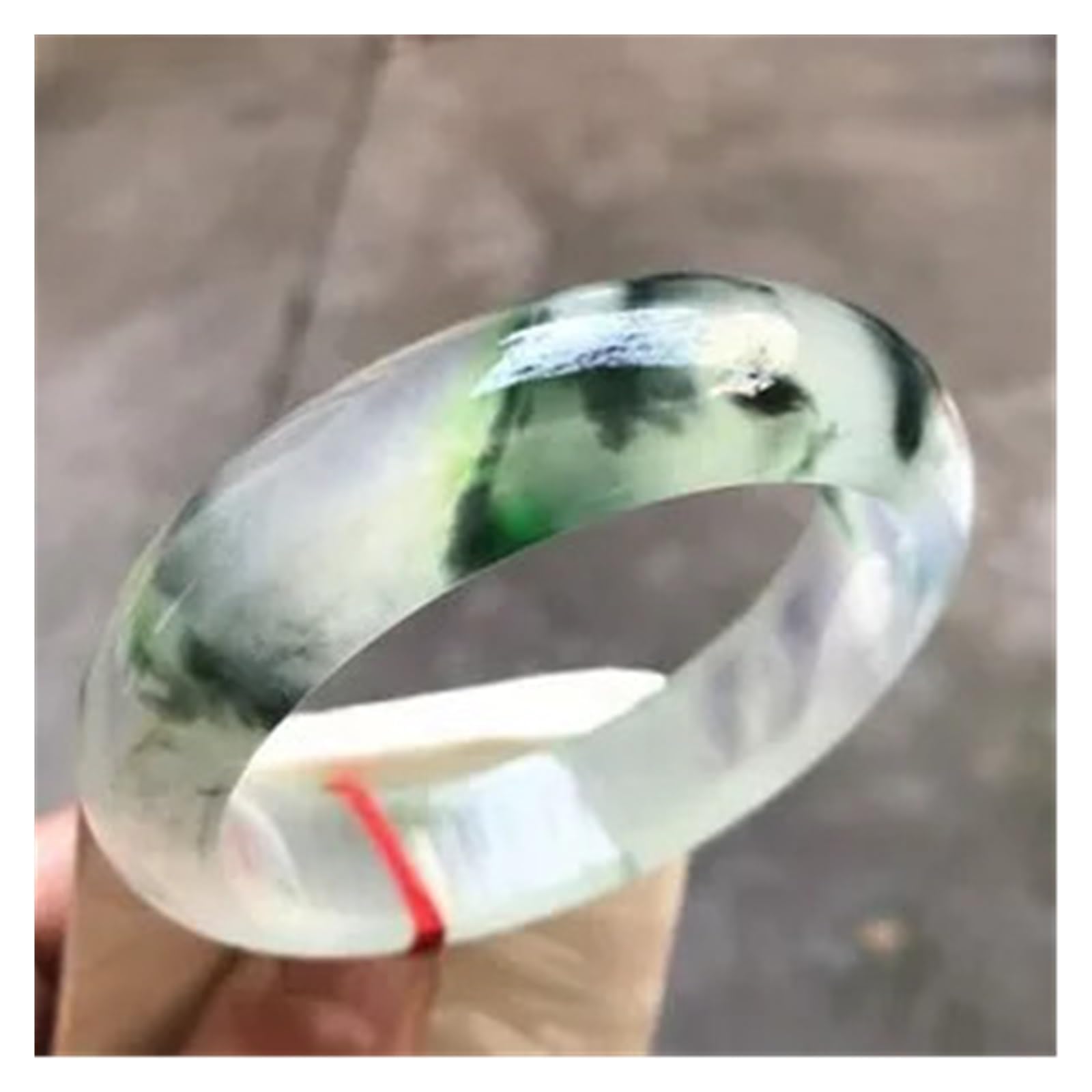 Bracciale rigido in giada giadeite verde ghiaccio naturale da 60,3 mm