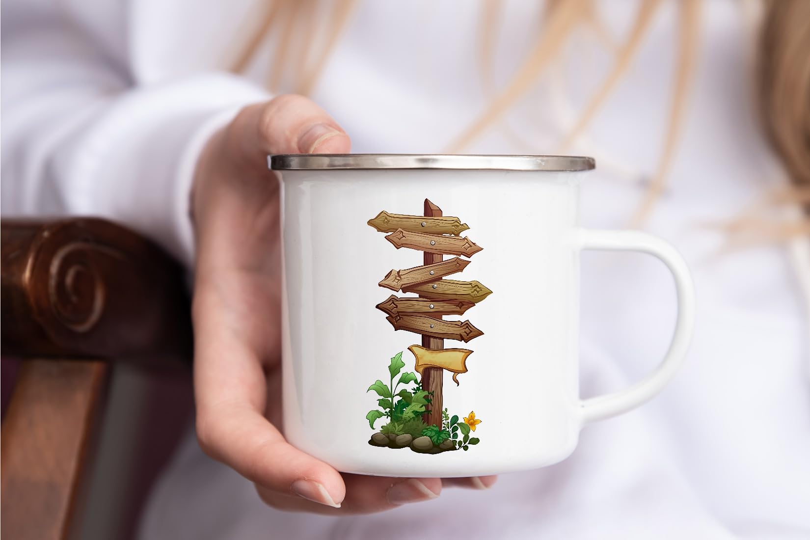 MAXIKIWI - Durable Enamel Coffee or Tea Camping Mug for Indoor Outdoor Use - Gardening Collection - 350ml - Image 4