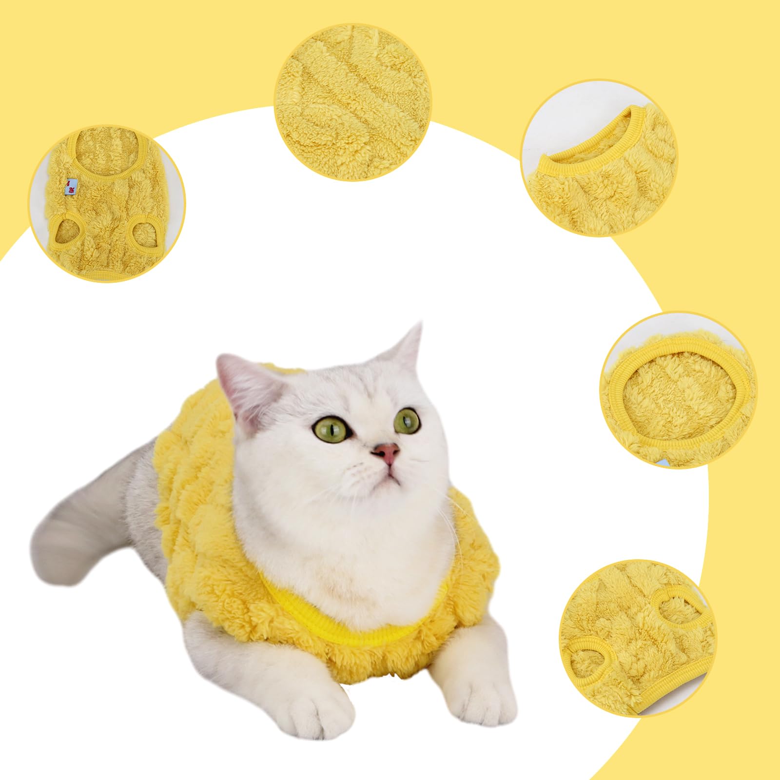 Acaba Dog Sweater Fall Dog Sweater Dog Clothes for Small Dogs Girl Boy Ultra Soft and Warm Puppy Sweater Cute Dog Fleece Vest (Yellow) M