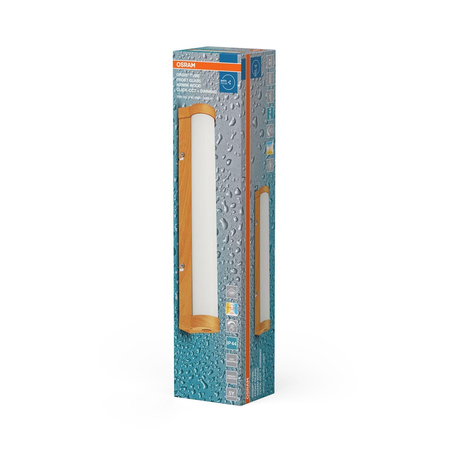 Licht-Erlebnisse LED Wandleuchte Aluminium Metall Holz 3000-4000 K IP44 CCT dimmbar modern gemütlich Bad WC Spiegel L:40 cm Wandlampe Küche