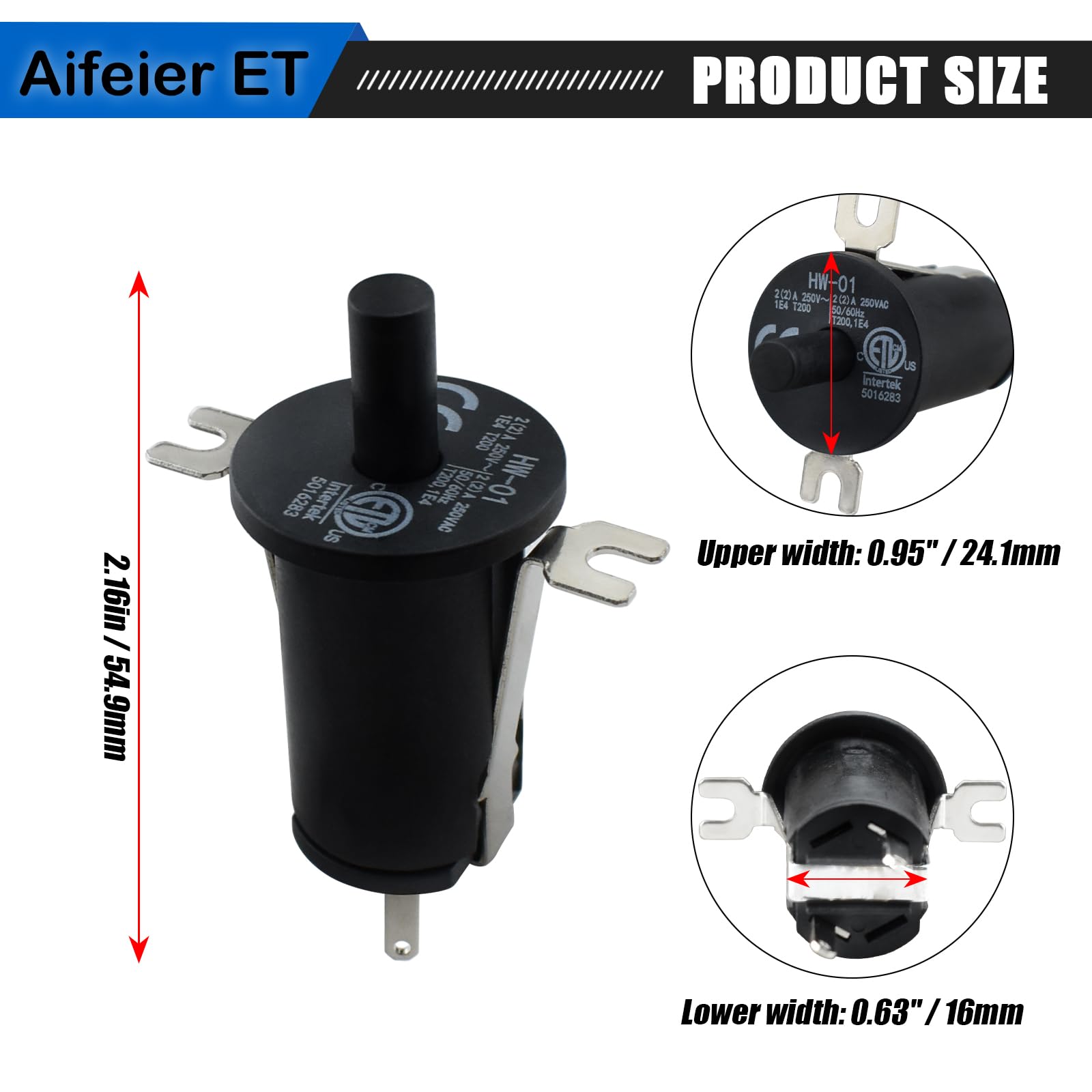 Aifeier ET 1PCS Hopper Lid/Door Switch Kit, 9904190041 Replacement Part with Screws for Masterbuilt Gravity Series 560/800/1050 XL Digital Charcoal Grill + Smokers, Black