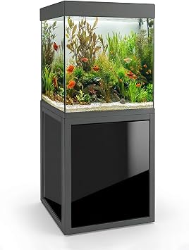 Aqua Dream 40 Gallon Freshwater Glass Aquarium with Aluminum Cabinet - All in One Fish Tank System with Sump Filtration Integrated Plumbing and LED Lighting in Black
