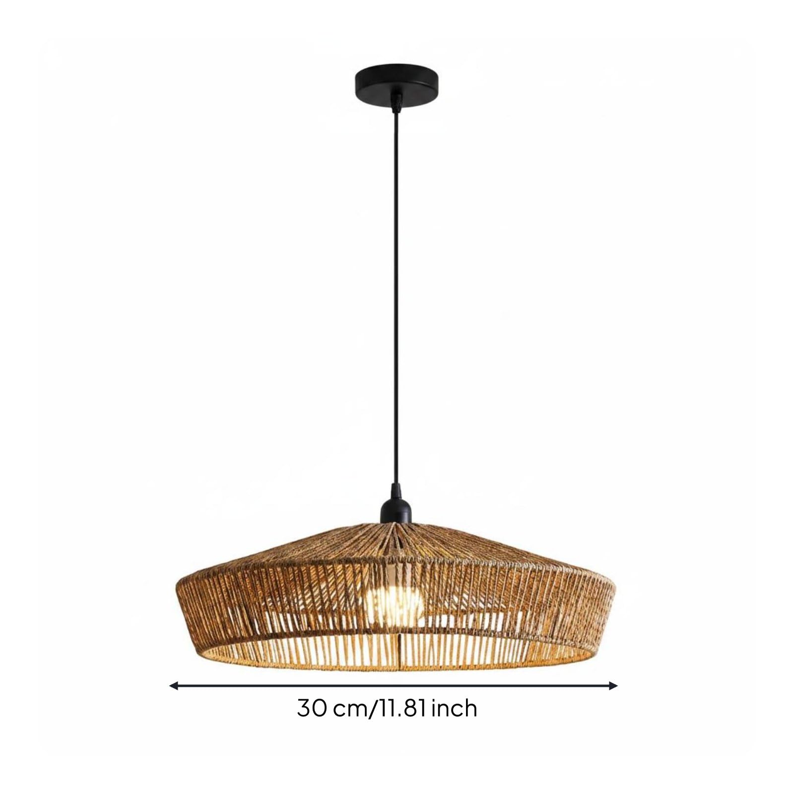Lámpara Colgante de Cuerda Tejida Hecha a Mano Lámpara de Cuerda Cáñamo Material Iluminación Interior para Restaurante, 30 Cm, A款 30cm赠送Led光源