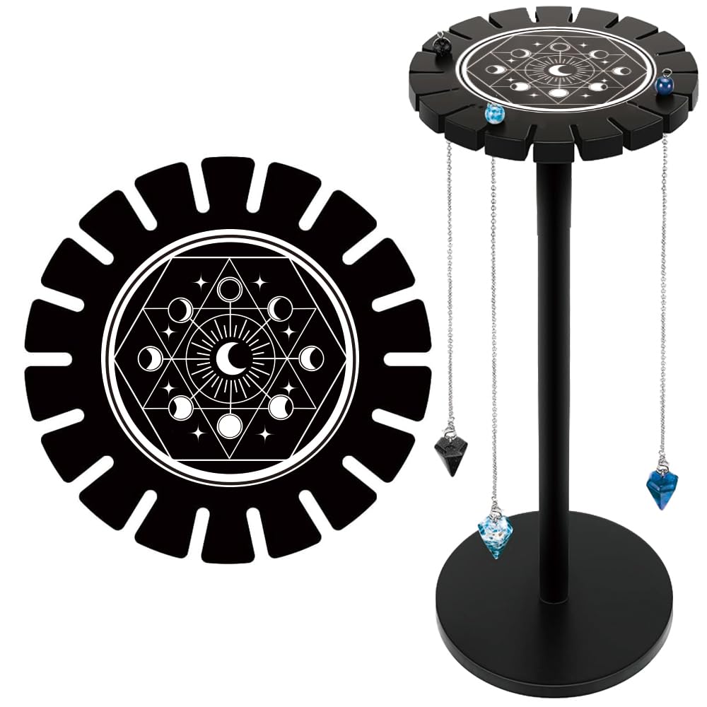 Présentoir pendule divination noir haut de gamme avec 18 fentes pour pierre