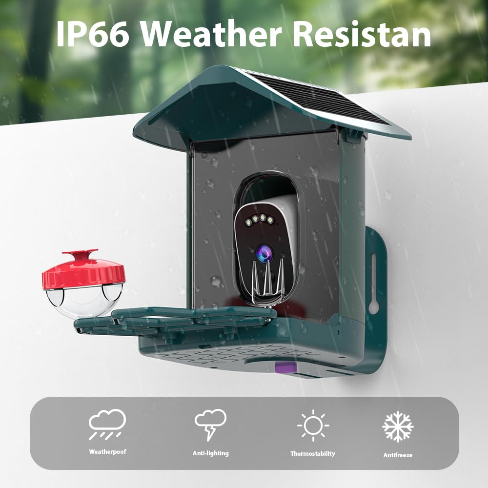 JOOAN 5MP Smartes Vogelfutterhaus mit Kamera 5200mah solarbetrieben IP66