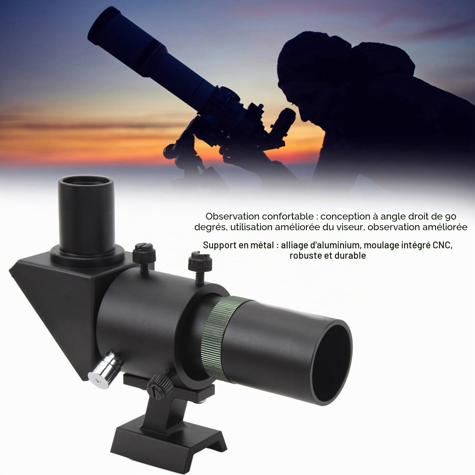Ciciglow Lunette de Recherche 6X30, Télescope Astronomique, Portée de Guidage de Revêtement Multicouche FMC, Focale de 120 Mm, Support Métallique, Vert