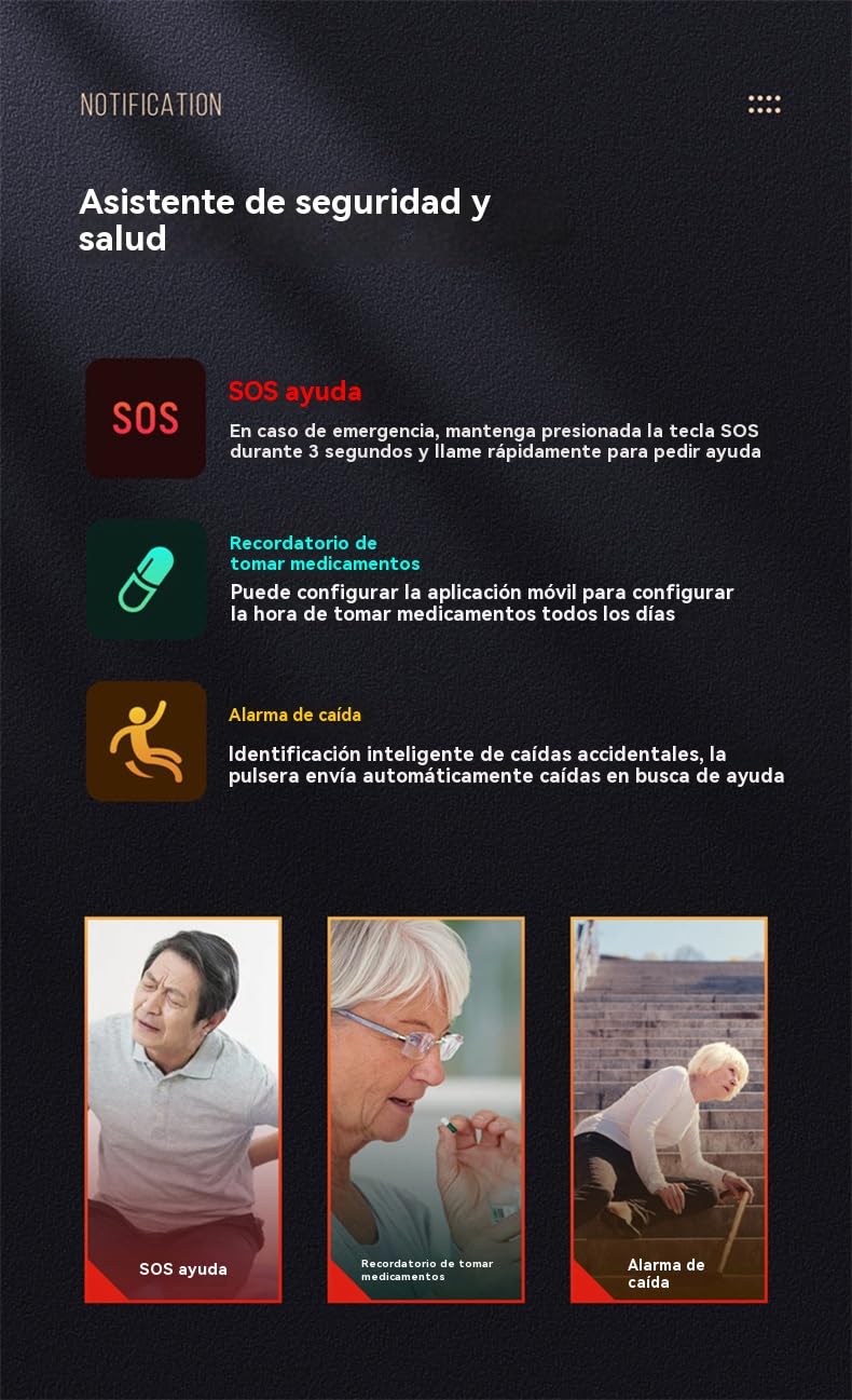 Reloj de posicionamiento para Personas Mayores, Reloj GPS Inteligente para Personas Mayores, Tranquilidad en Todo Momento, monitoreo de Salud, Llamada de Emergencia