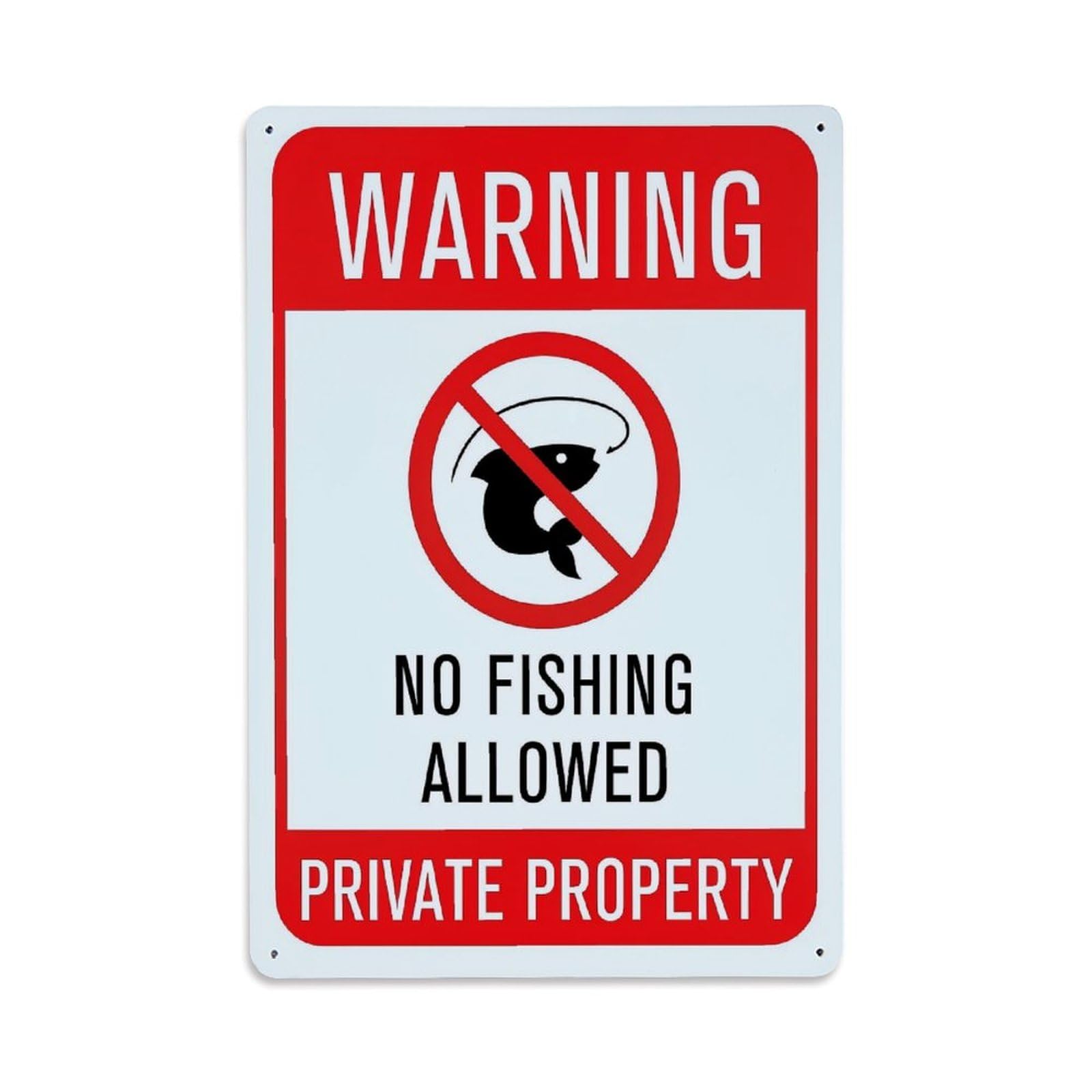Jdfenggu Vintage Warning No Fishing Allowed Private Property Retro Metal Tin Sign, Decor Art Poster For Bar, Home, Man Cave, Kitchen, Laundry Room Gift 8X12inch