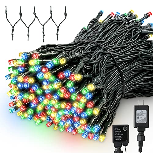 AmyHomie Christmas Lights Outdoor, 300LED Multicolor Christmas Lights with 8 Lighting Modes, End to End Connectable Fairy String Lights for Indoor Outdoor Halloween Decoration
