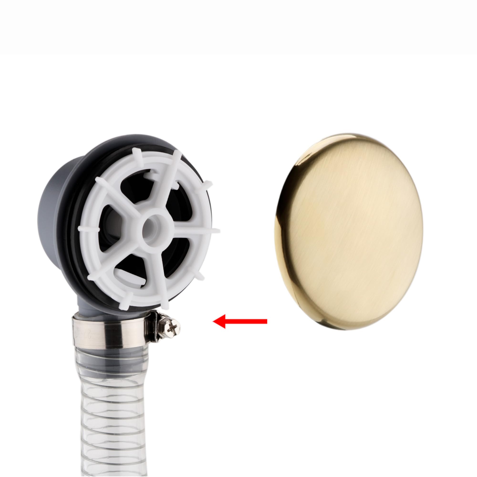 ENKI, W66 Bonde de baignoire � ressort en laiton bross� de 3,8 cm et trop-plein de 3,8 cm, design moderne, bonde de baignoire pop-up, facile � nettoyer, kit de vidage facile � installer, fixations