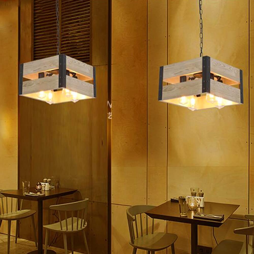 Lampa sufitowa w stylu retro, drewno, vintage, przemysłowa lampa wisząca, żyrandol, regulowana wysokość, stół jadalny, lampa E27 ing do salonu, sypialni, kawiarni, baru, restauracji (S