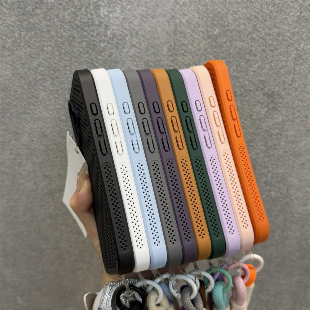 Magnetyczne etui z silikonu o strukturze plastra miodu, odporne na upadki, do iPhone'a 13 14 15 16 17 Pro Max, z ładowaniem bezprzewodowym i wstrząsoodporne, ciemnofioletowe, ze smyczką, do iPhone