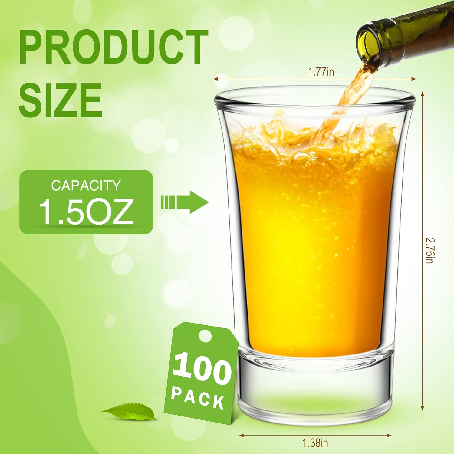 Geosar 100 Pieces Clear Short Shot Glasses Bulk 1.5 oz Mini Round Shot Glasses Heavy Base Small Glass Cups for Wedding Party, Water, Juice, Milk, Coffee, Drinking(Novelty Style) - Image 2