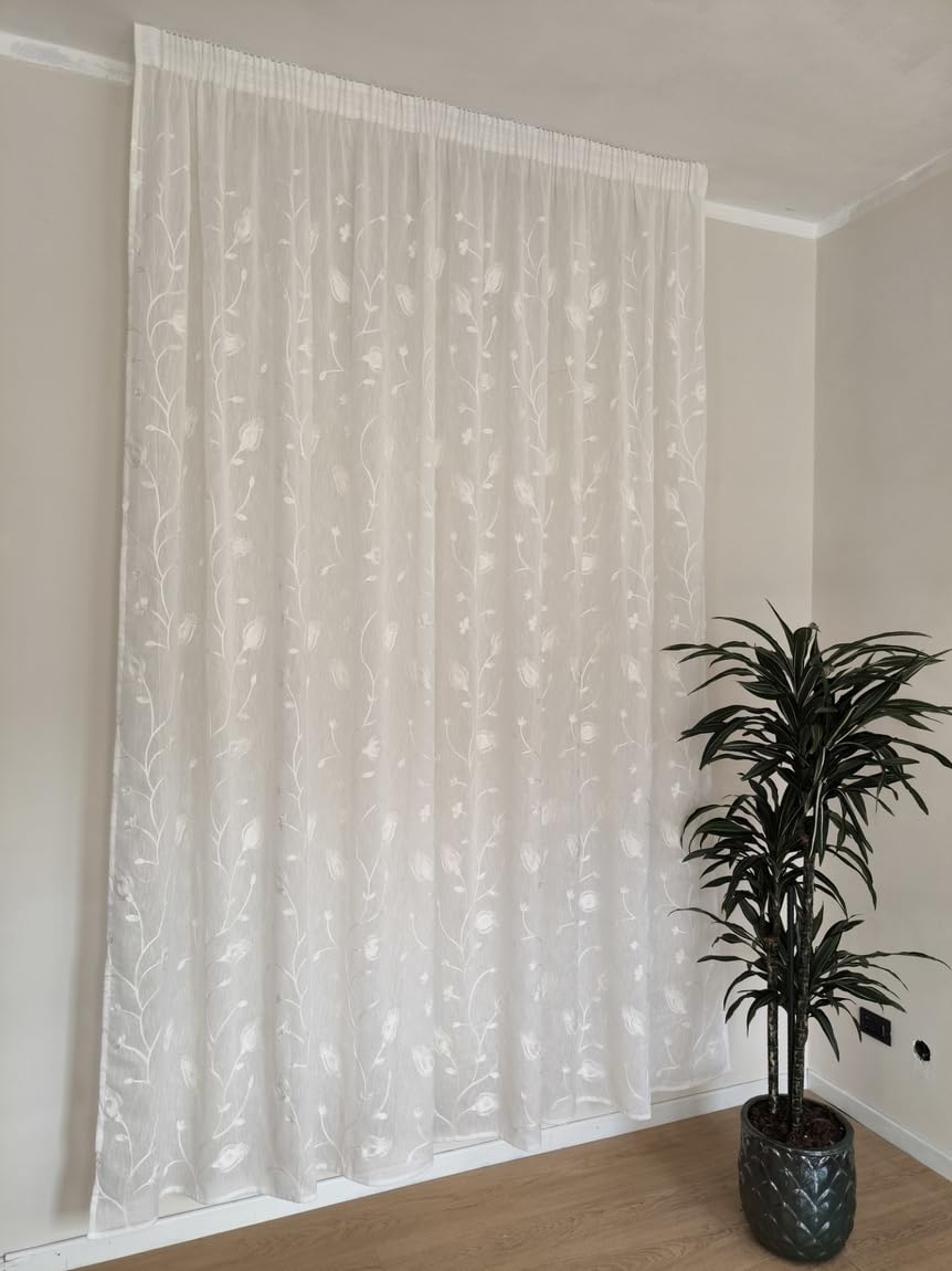 Rideau sur Mesure avec ruflette Galon Fronceur, Tissu intimité Gris, Largeur Panneau tendu 280 cm, pour Rails de 140/170 cm, Hauteur de 180 à 290 cm - 280 x 270 cm