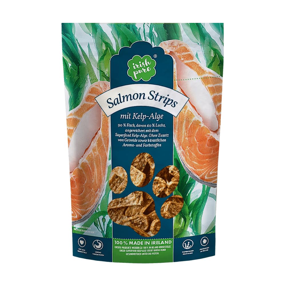 Irish Pure | Irish Salmon-Snack, Salmon Strips mit Kelp-Alge | Hundesnack | 150g