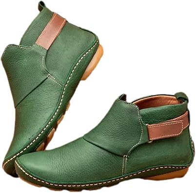 oiangi Ankle Boots for Women 2023 Fashion Round Toe Low Wedge Boots Solid Color Comfortable Outdoor Non-Slip Ladies Casual Shoes