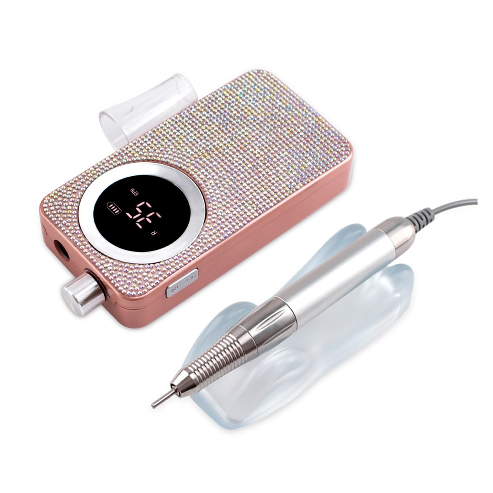 35000RPM elektryczna wiertarka do paznokci, profesjonalna maszyna manicure, zestaw szlifowania, wiertło, przenośny sprzęt polerowania,Niski poziom hałasu(Silver)