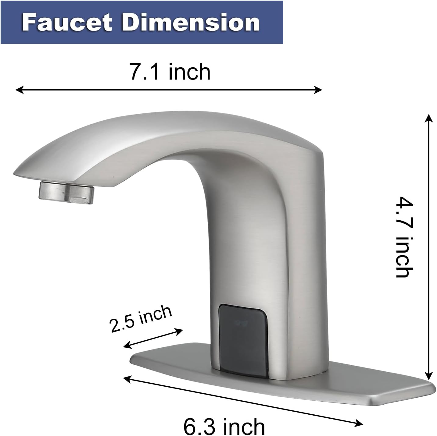 Automatic Sensor Faucet Hands-Free, Bathroom Commercial Auto Motion Touchless Faucet, AC/DC Powered, Temperature Adjustment Valve, Brushed Nickel