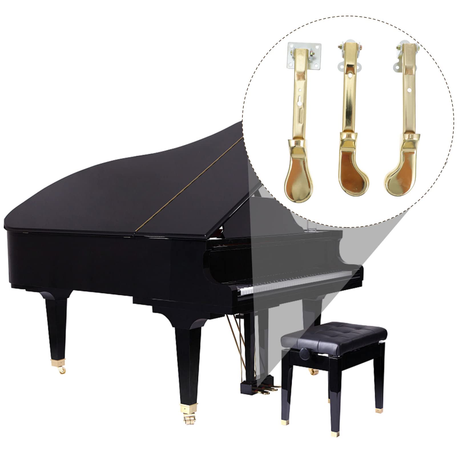 Pedale per Pianoforte Verticale Oro in Metallo 3 Pezzi | Anti-ruggine, Uso Professionale e Pratico, Accessorio per Forniture di Pianoforte Verticale