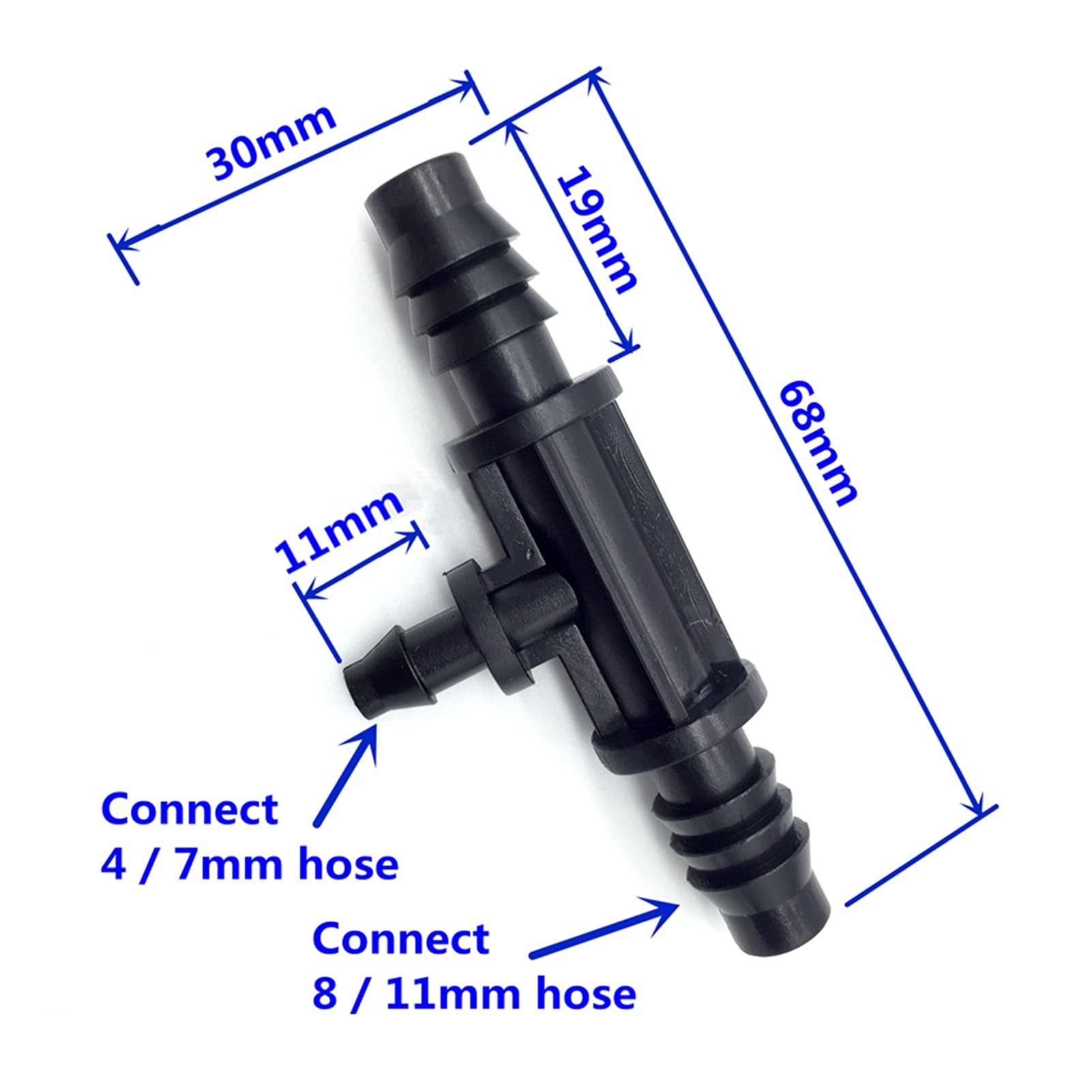 Raccordi per Tubi Flessibili perdite 200 Pezzi di raccordi per connettori Tee a 4/7mm a barbetto per annaffiature da Giardino e deviatore di irrigazione (Diameter : 1/4'')
