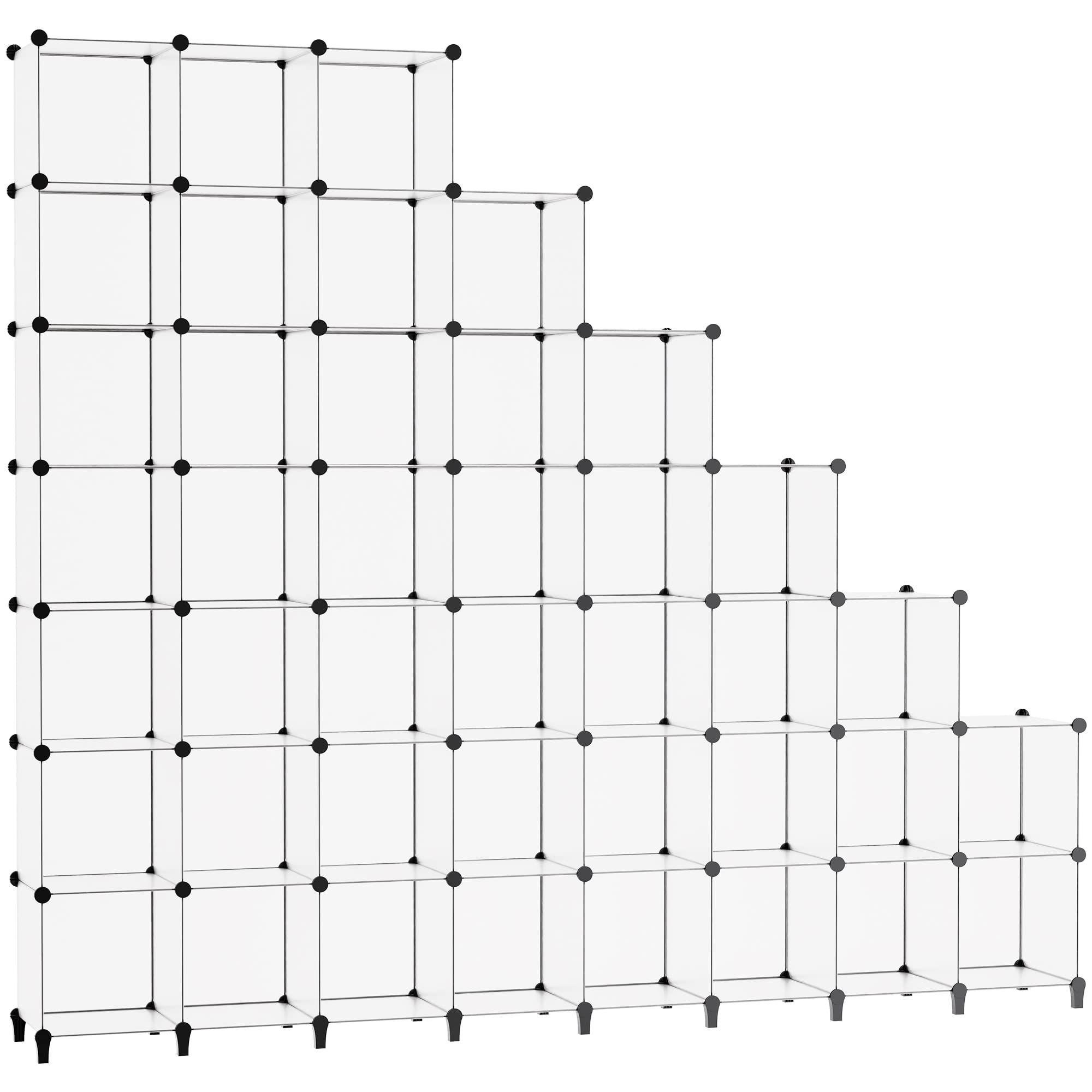 HOMIDEC Système d’étagères de rangement, en plastique, 40 cubes, modulaire, armoire pliante, enfichable, séparateur pièce, organisateur vêtements, chaussures, jouets, livres, pour chambre à coucher
