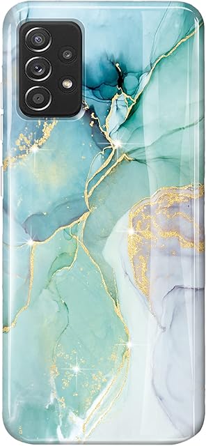 luolnh Galaxy A52s Case,Samsung Galaxy A52 Case Marble Brilliant Cute Design [Not for A51 4G Verison],Soft Silicone Rubber TPU Bumper Cover Skin Phone Case for Samsung Galaxy A52 5G/4G-Abstract Mint