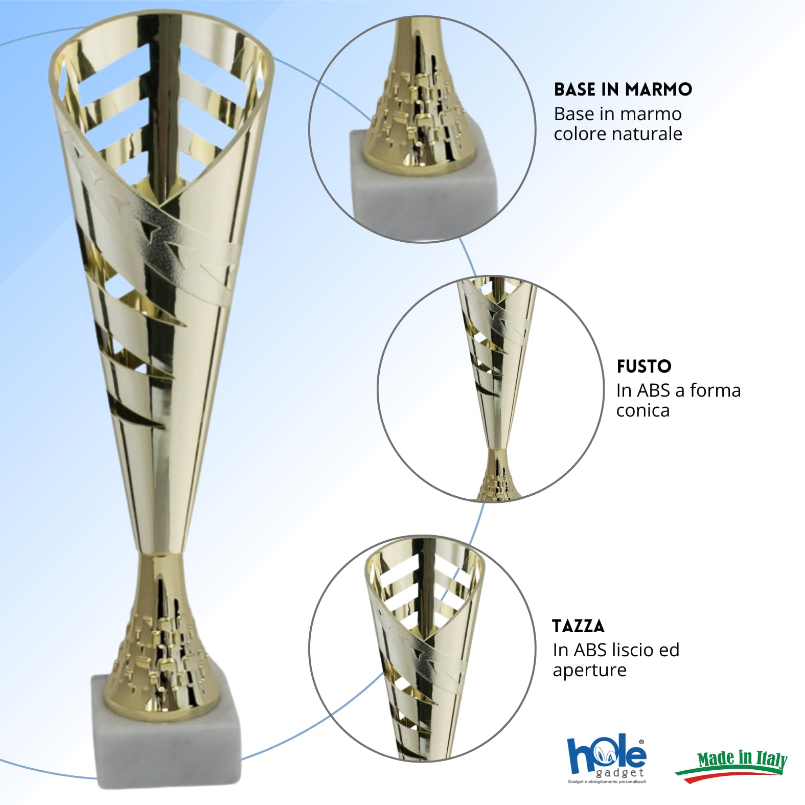 Coppa Trofeo Personalizzabile 35, 33, 31 cm Singolo o Set Tutti Gli Sport, Calcio, Calcettto, Tennis, Basket, Padel, Fantacalcio, Premiazioni cod 13.191