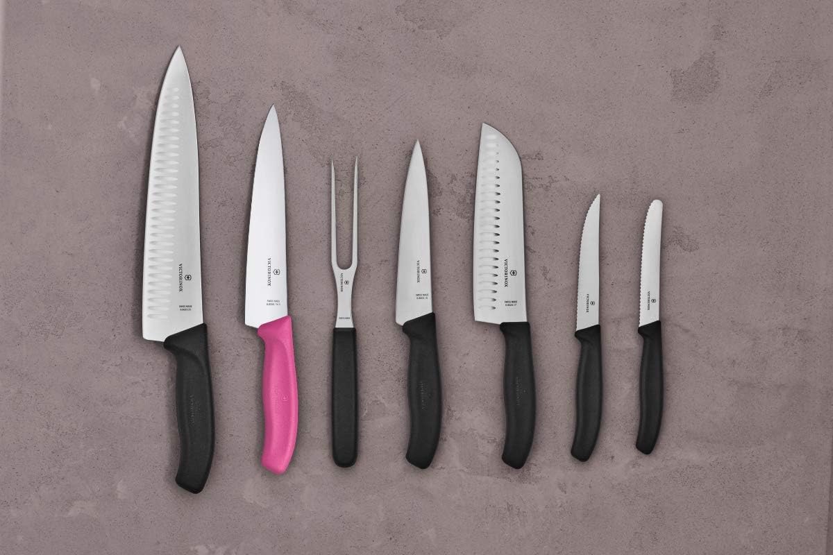 Victorinox Swiss Classic, Carving Knife, Extra Sharp Blade, Straight Edge, 19 cm, Plastic Handle, Stainless Steel, Pink