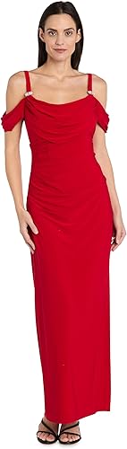R&M Richards Women's Draped in Glamour Dress, Red
