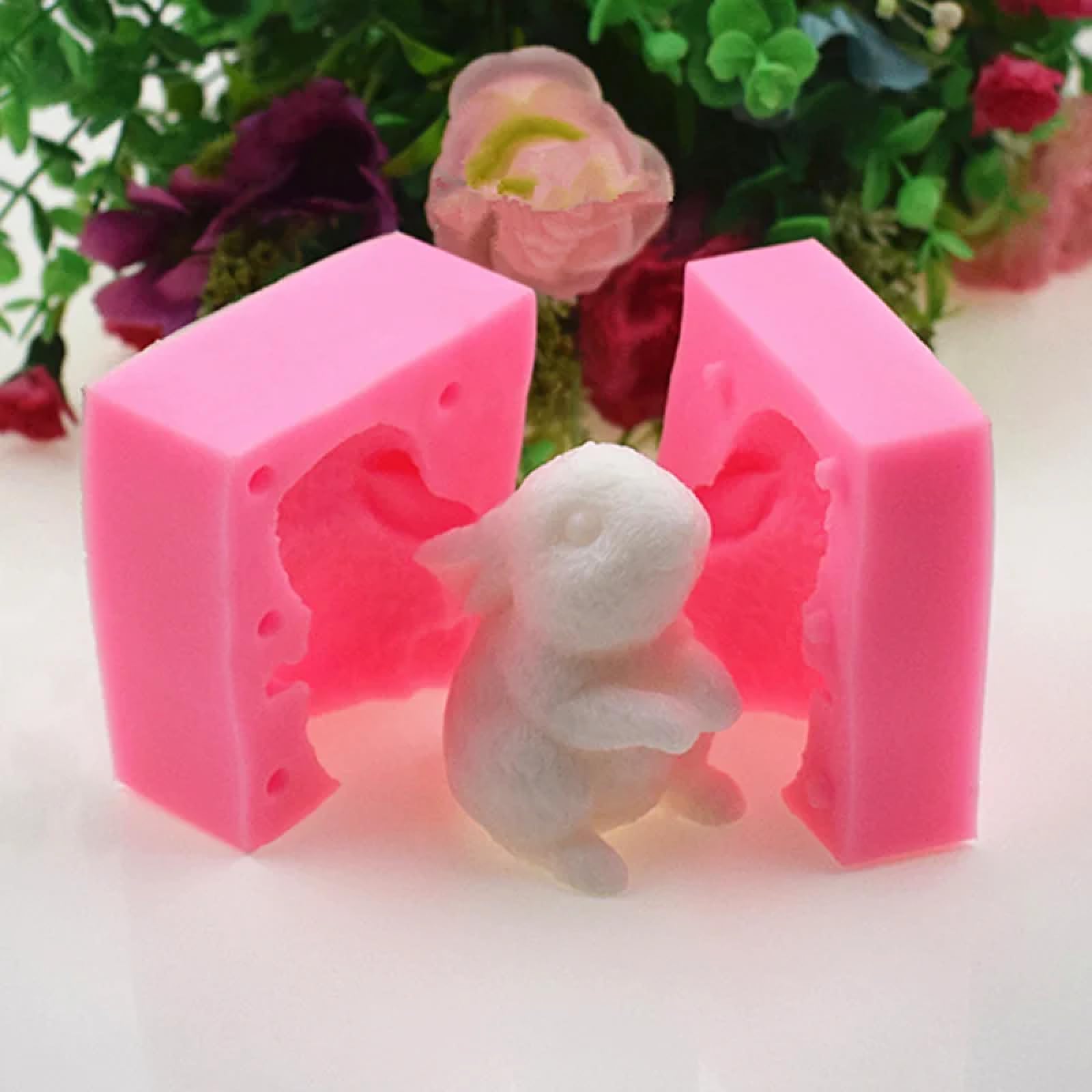 Moldes de silicona para manualidades, molde para tartas, 8 x 7,5 cm, molde de silicona con forma de conejo en 3D, molde de resina para decoración de postres