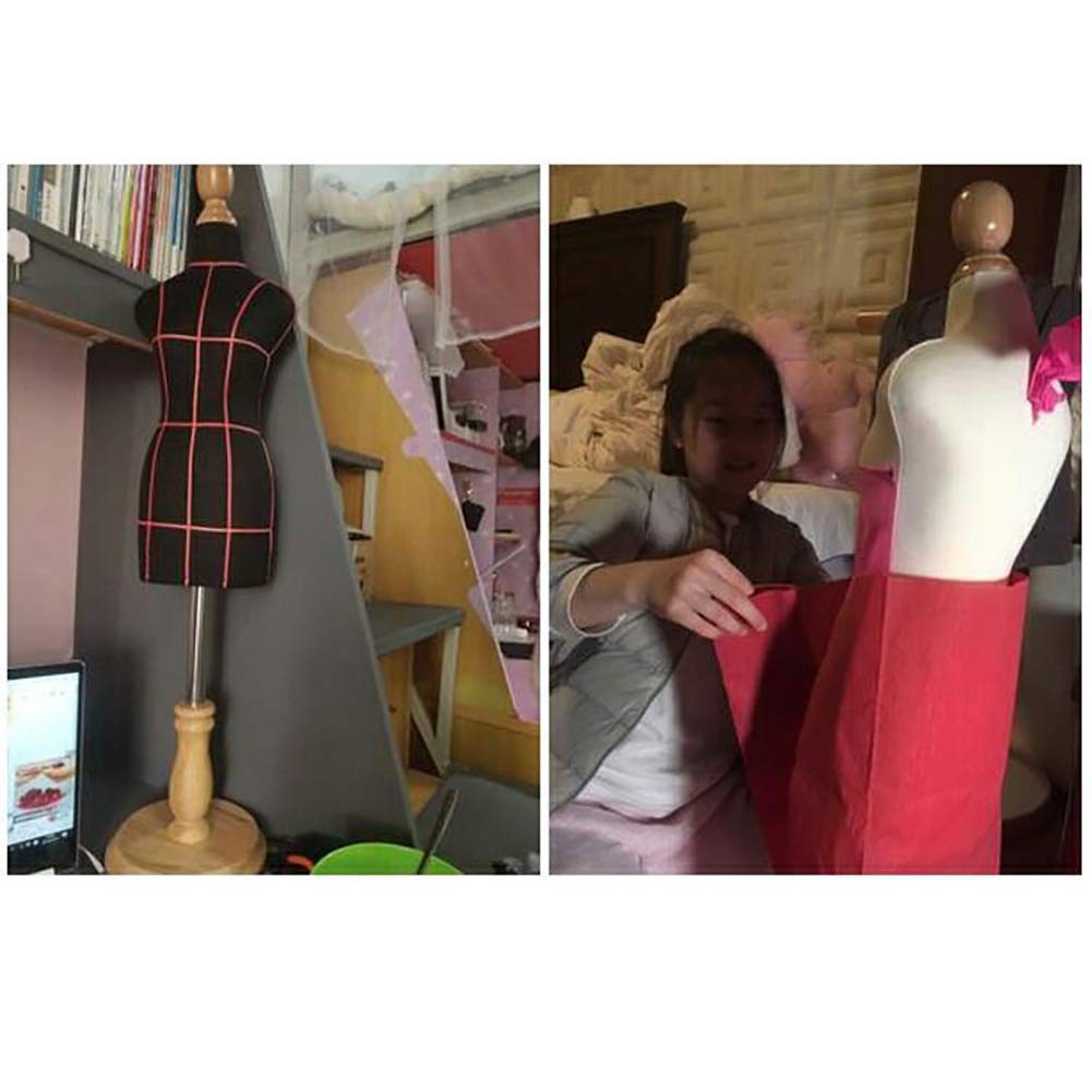 Schaufensterpuppe J-Manikins Kleine Schneiderin Dummy Weiblich, Mini-Puppenkleid Form Display Schneiderinnen Puppen Dekoration Puppenhaus Zubehör ， Höhenverstellbar (Farbe: Schwarz