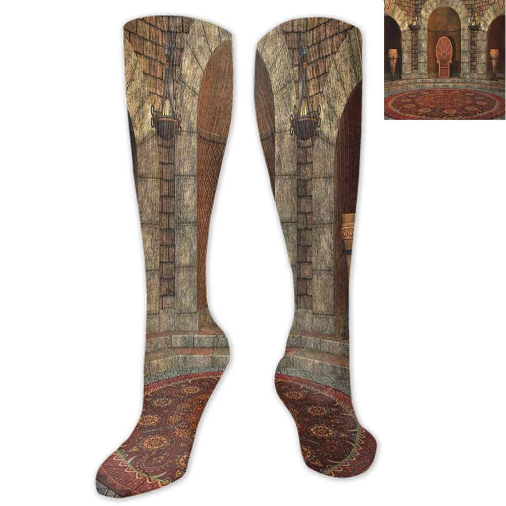 College Style Old Fantastic Tower with Medieval Style Balcony and Rose Ivy Horror Fiction Print Skateboard Socks
