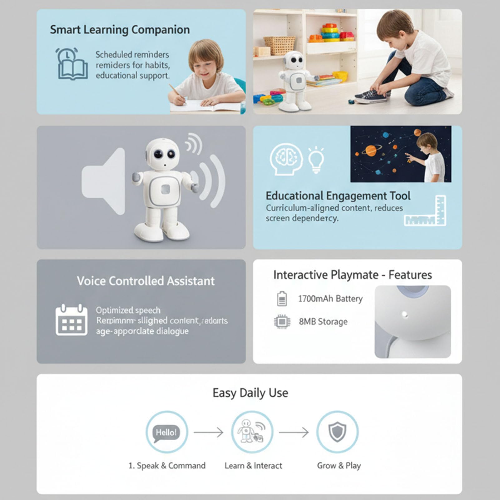 Topiky Robot Educativo Interattivo per Bambini Controllo Vocale Compagno di Apprendimento Giocattolo di Programmazione Intelligente per Bambini