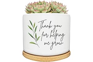 Thank You for Helping Me Grow Succulent Cactus Planter Pots with Bamboo Tray