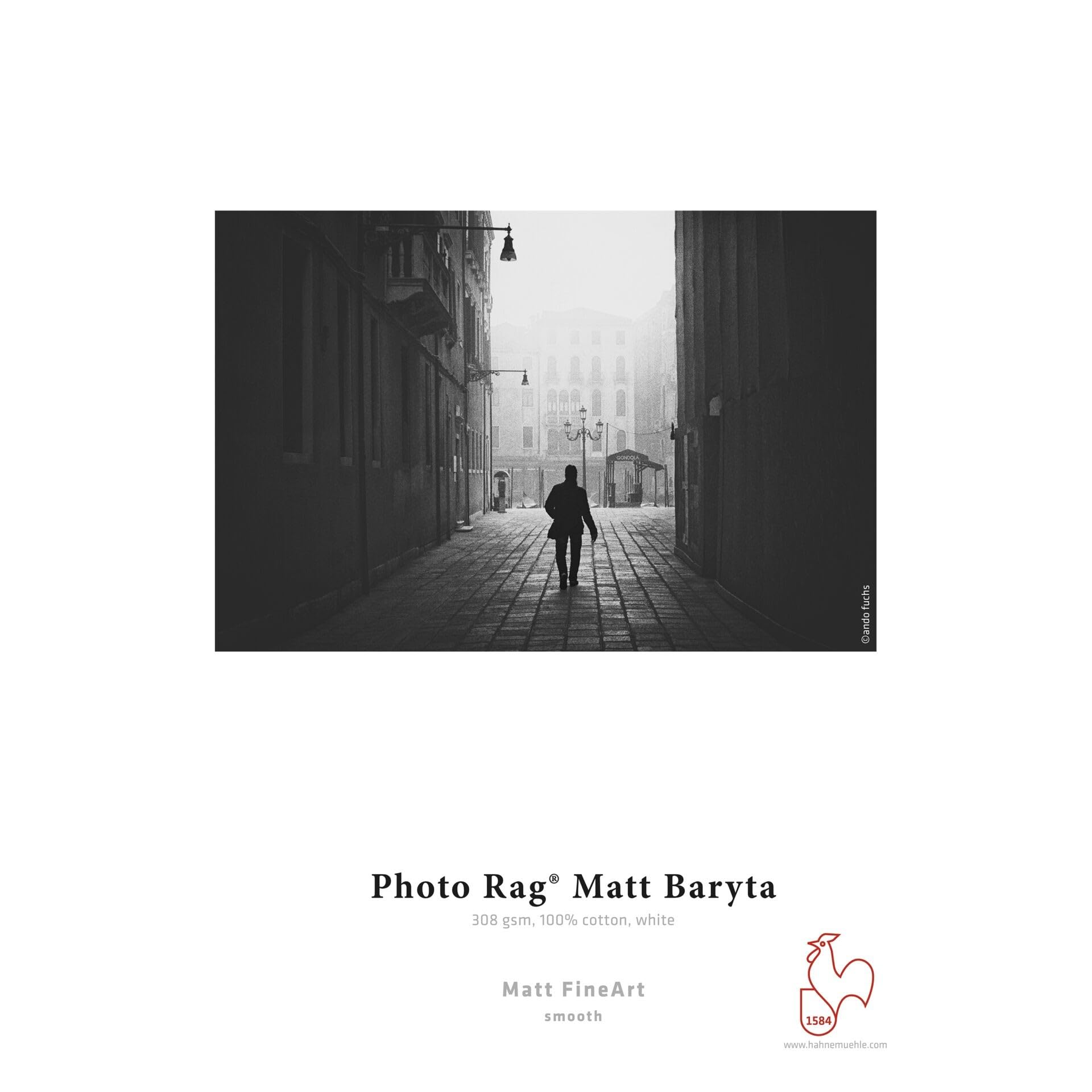 Hahnemühle Photo Rag® Matt Baryta, mattes Inkjet-Fotopapier, 100% Baumwolle, 308 g/m², weiß (210 x 297 mm)